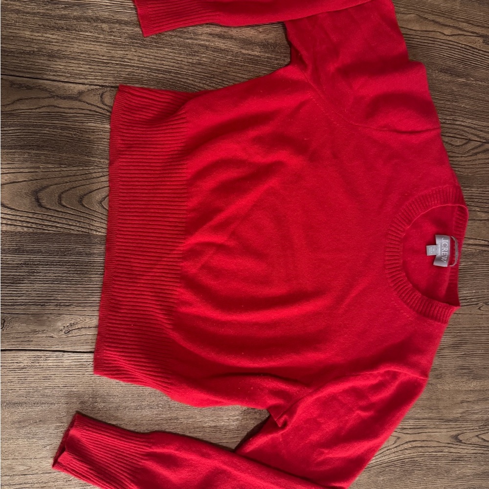 J. Crew Classic Red Crew Neck Sweater Cropped
